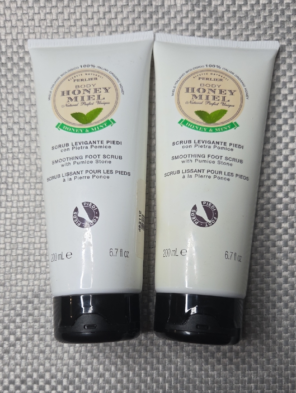 New Perlier  2 Piece Set Body Honey Miel Honey And Mint Smoothing Foot Scrub